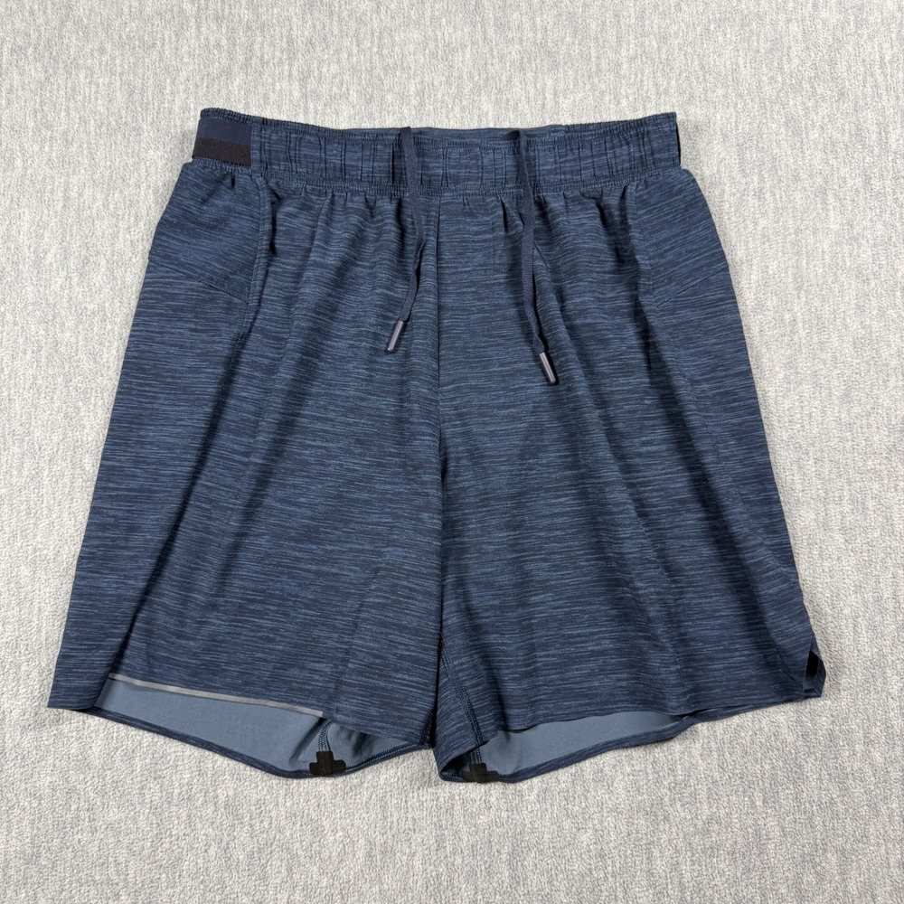 Lululemon Shorts Mens Small Blue Textured Knit Running Athletic Training Workout